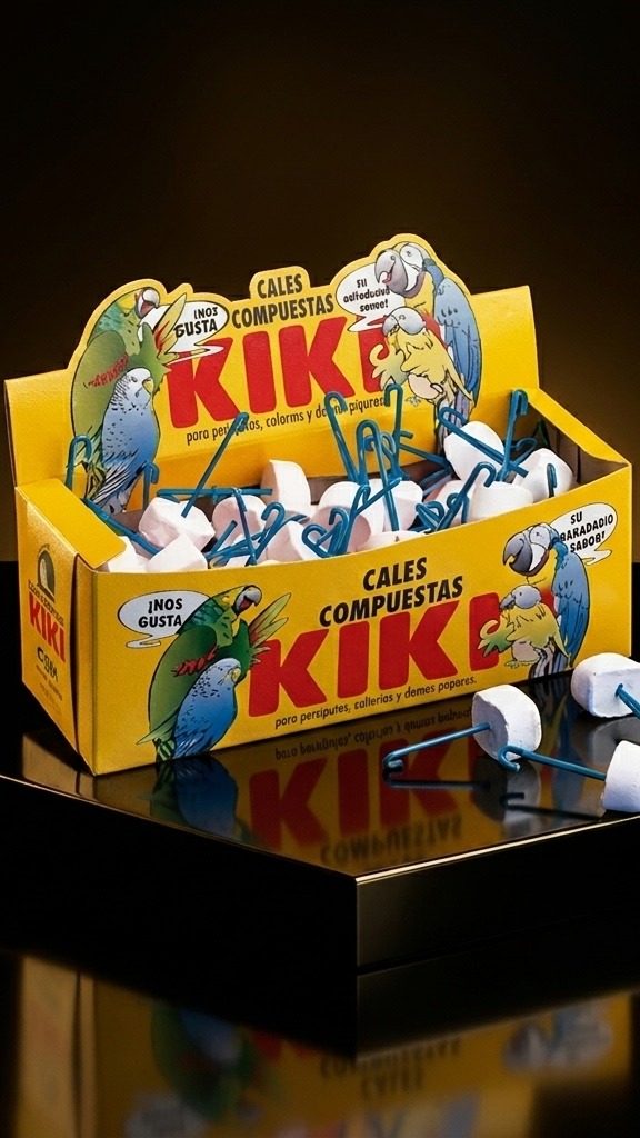 مكعب الكالسيوم مع خطاف للطيور من كيكي (KIKI Calcium Block with Hook)